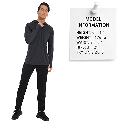 Xelorna Men's Upf 50+ Sun Protection Long Sleeve Hoodie Shirt Uv Hiking Running Fishing Thumbholes Shirt With Pockets(Grey,2Xl) #TOP3
