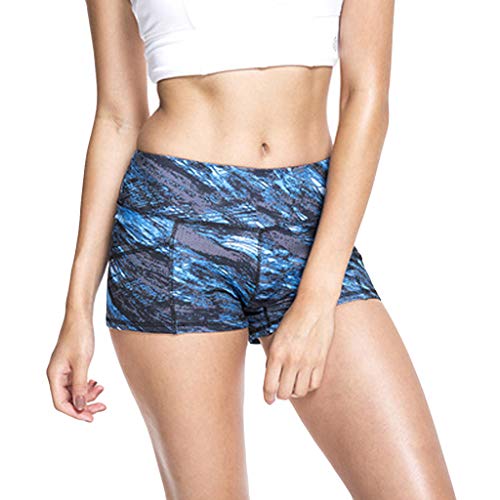 XUEJIANN Crazy - Pantalones cortos de yoga para hombre, pantalones cortos para correr, deportes altos, secado rápido, pantalones de yoga estampados para mujer, azul, M