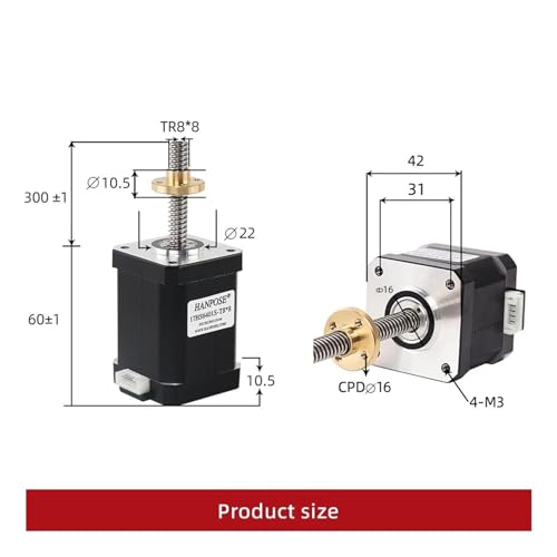 Moteur pas à pas 17HS6401S-T8 avec axe vis à plomb usiné de 100mm - 4