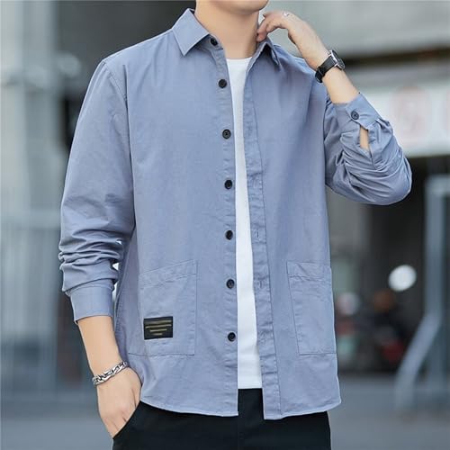 Maiyifu-GJ Men's Long Sleeve Denim Shirts Cotton Lightweight Casual Button-Down Shirt Spring Fall Trucker Jean Jacket2