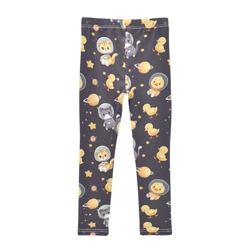 Astronaut Cat Duck Cute Girls Leggings Soft Stretch Workout Yoga Dance Pants for Kids Casual Tights2