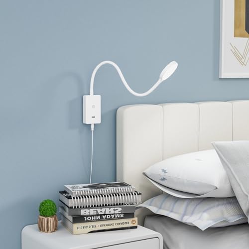 ENUOTEK LED Wall Reading Light for Bedroom with Remote Control, Wall Mount Flexible Bedside Lamp with 5V2A USB Output Port, Stepless Dimmable, 3X Lighting Colors, Timer Auto Off - Cosy Home Interiors ENUOTEK LED Wall Reading Light for Bedroom with Remote Control, Wall Mount Flexible Bedside Lamp with 5V2A USB Output Port, Stepless Dimmable, 3X Lighting Colors, Timer Auto Off - Image 2