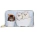 Produktbild JHGFG Mode Handtasche Reißverschluss Brieftasche Silber Golden Chinchilla Persische Kätzchen Bad Telefon Clutch Geldbörse Abendkupplung Blocking Leder Brieftasche Multi Card Or. En