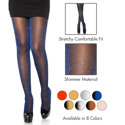 Image of Leg Avenue Women's stretchy High Waist Lurex Shimmer Tights With Metaillic Fiber Shine