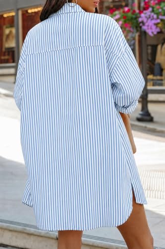 Image of FSHAOES Womens Oversized Button Down Shirts Casual Loose Long Sleeve Solid Lapel Long Blouses Tops with Pockets