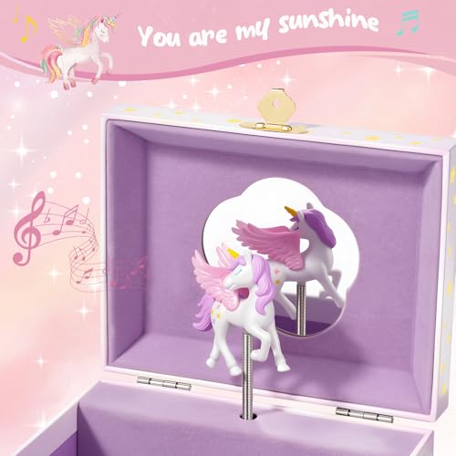 ProCase Unicorn Jewelry Box for Girls, Musical Kids Jewelry Box with Spinning Unicorn Doll, Birthday Gifts for Little Girls Children Toddler Ages 3 4 5 6 7 8 -Pink (Box Only)2