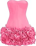 Dinjicun Women's 3D Flower Strapless Cocktail Party Gowns Bodycon Short Prom Dress Sweetheart Mini Dress