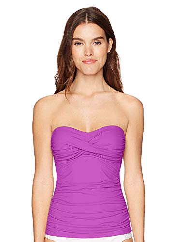 Image of Anne Cole Women's Twist Front Shirred Bandeau Tankini Swim Top
