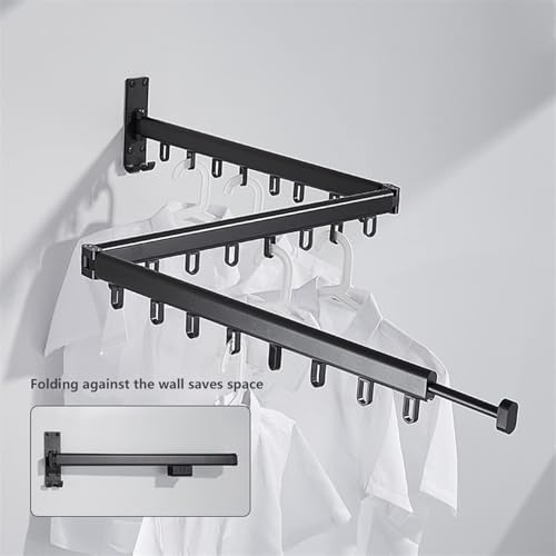 Space-Saving Retractable Wall-Mounted Clothes Drying Rack - 60cm Hanger Rail for Balcony, Patio, Bedroom & Mudroom - Silver Efficient Airer Solution for Small Spaces