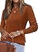 Arach&Cloz Womens Fall Sweaters Clothes Tops Trendy 2024 Long Sleeve Crew Neck Ladies Knit Tops Casual Outfits Dressy Clothing Halloween(A-Caramel,XL)