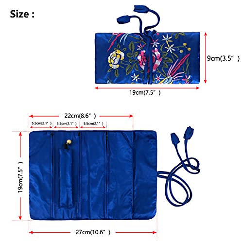 Wei Long Jewelry Roll,Travel Jewelry Roll Bag,Silk Embroidery Brocade Jewelry Organizer Case With Tie Close (Blossom,Orange) #TOP1