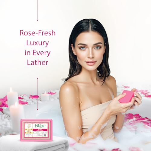 Image of Nisha Rose Body Cleansing Soap Bar 125g - Paraben Free, Vegan, Gentle Cleanse for Soft & Supple Skin, Suitable for All Skin Types, Men & Women