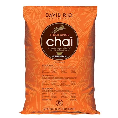 Tiger Spice Chai Tea Latte Mix, 64 Oz, Black Tea, Organic Spices, Dairy Free, Serve Hot or Cold, Just Add Water or Milk, 64 Servings, Perfect for Food Service