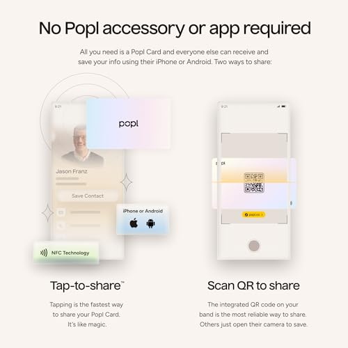 Image of Authentic Patented Popl Card (Avoid Fake Knockoffs) - Smart NFC Networking Card - Simply Tap to Exchange Contact Info, Capture Leads, & Manage Contacts (Prism)