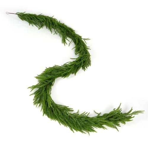Artificial Norfolk Pine Garlands, Realistic Pine Garland, Green Artificial Greenery Garland for Table, Mantle, Wall, Indoor, Winter Christmas Decorations, Holiday Party Home Decoration(1, 5FT)