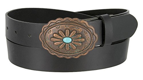 Susanna Southwestern Turquoise and Copper Buckle Genuine Leather Belt