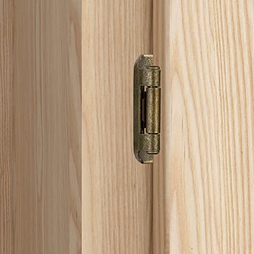 Vallecloud 4 Pack (2 Pair) Antique Brass Cabinet Hinges for Kitchen Cabinet Door, Partial Wrap Self Closing 1/2" Overlay Kitchen Cabinet Hinges, Semi Hidden Cabinet Hinge for Cabinet Doors - Image 3