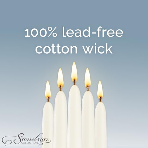 Image of Stonebriar Unscented Taper Candles - 7 Hour Burn Time, Candle Stick Candles for Weddings, Holidays, Home Decor & Special Events, Pack of 30, White, 10 inch