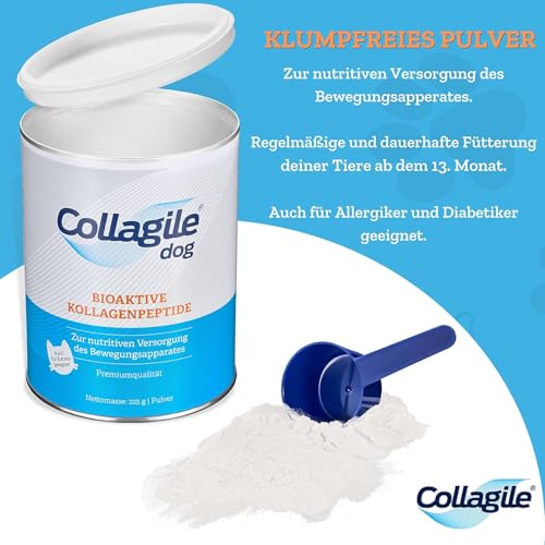 Collagile Dog 2x225g – Bioaktive Collagen Peptide für Hunde und Katzen – Nutrifunktionelles Gelenkpulver – unterstützt den gesamten Bewegungsapparat – Klinisch in Studien getestet