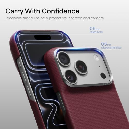 Image of pitaka for iPhone Pro Case 6.3 inch with Caseless Feeling, Burgundy (Argyle)