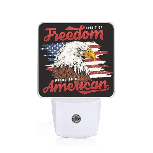 Image of American Flag Eagle Night Light,4th of July Nightlight Plug into Wall,LED Lamp,Suitable for Bedrooms,Kitchens,Toilets,Etc.Auto Sensor Dusk to Dawn,Energy-Saving