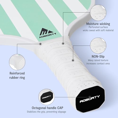 Image of AOBORTY Pickleball Paddles 4 Pack - USAPA Light Graphite Premium Rackets Fiber Face & Polymer Honeycomb Core Pickleball Set with 4 Outdoor Indoor Balls Including Portable Carry Bag