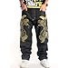Ruiatoo Mens Jeans Fashion Skateboard Pants Snake Embroidery Baggy Jeans Hip Hop Denim Black Trousers 38