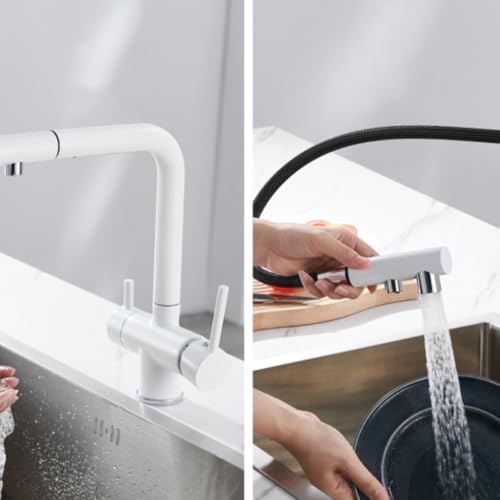 Robinet de cuisine extractible à 3 voies noir pour éliminer les bouteilles plastique - 6