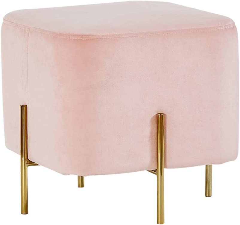 Tabourets carrés en velours rembourrés avec pieds dorés chic