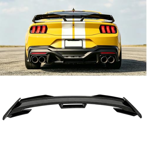Mustang GT Spoiler Compatible with 2024-2026 Mustang S650 (EcoBoost/Dark Horse/GT/ GT4) Racing GT Style Rear Trunk Spoiler Wing- Carbon Fiber GT Wing with Gurney Flap