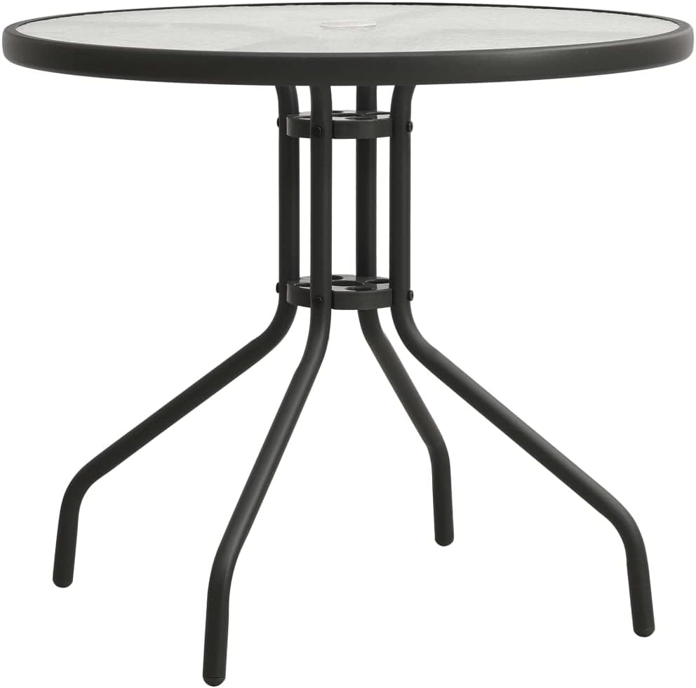 Outdoor Round Patio Bistro Dining Table, Conversation Table with Basket, Bistro Metal Dining Table for Backyard Lawn Balcony Pool, Bistro Table Anthracite Ø31.5"x28" Steel