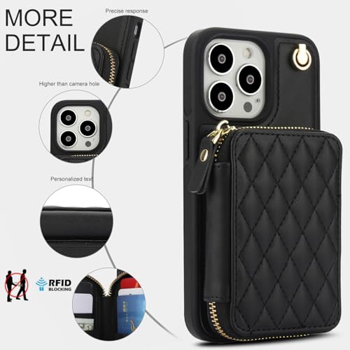 Coque iPhone 13 Pro noire style portefeuille idéal pour vos déplacements