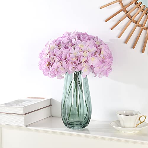 Lushidi 10Pcs Artificial Hydrangea Flowers, Fake Hydrangea Silk Flowers Heads With Stems For Wedding Home Party Shop Baby Shower Decoration-Pink #TOP2
