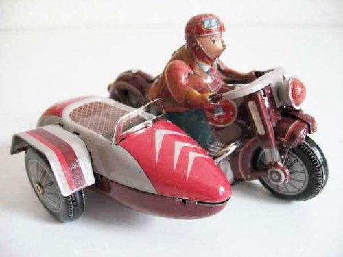 Blechspielzeug - Motorrad mit Beiwagen, rot Cover