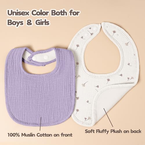 Image of Susurration Muslin Baby Drool Bibs 10Pack Soft Square Adjustable Bandana Bibs for Unisex Baby Girls & Boys