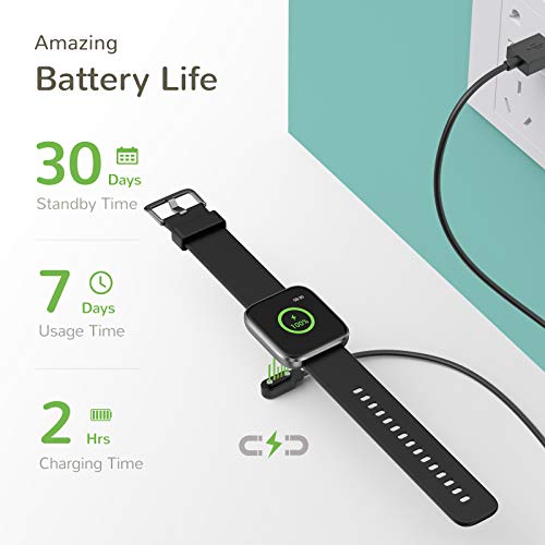 Letsfit Smart Watch for Android Phones Compatible with iPhone Samsung, Fitness Tracker with Blood Oxygen Saturation & Heart Rate Monitor, IP68 Waterproof Cardio Watch for Women Men, Black