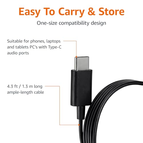 Image of Amazon Basics Wired Earbuds with Microphone, in Ear Headphones, USB-C, 2 Pack