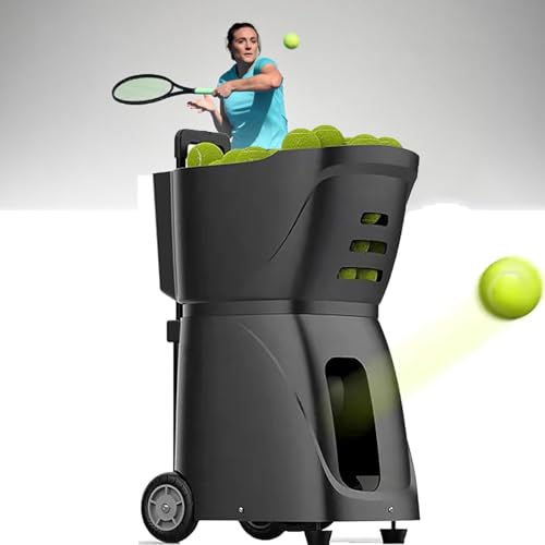 IMOSEI Automatic Ball Launcher, Tennis Ball Machine, Mobile App Control, 5-8H Battery Life, 100 Large Capacity, for Forehand, Backhand, Volley, Baseline, Short Ball, Footwork, Etc