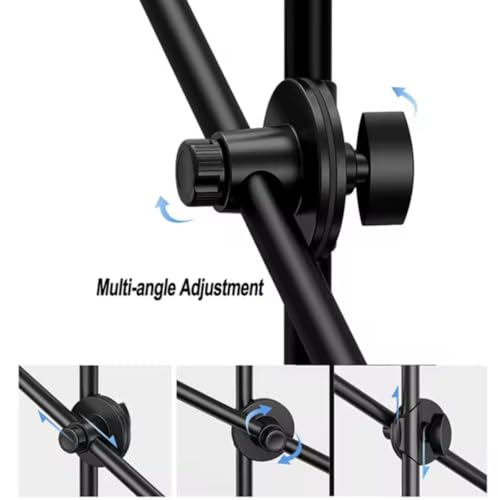 Image of FKU Adjustable Overhead Cross Arm with Clamp, 360 Rotatable Flexible Metal Stand for Camera, Phone, Microphone & Ring Light