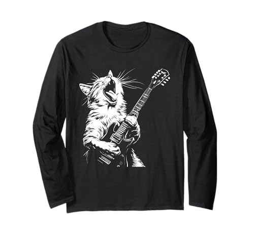 Funny Cat Playing Guitar Long Sleeve T-Shirt