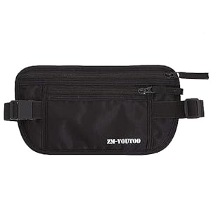 Money Belt for Travel – Hidden Travel Pouch Protect Your Credit and Money With RFID Blocking Passport Holder Waist Wallet (Black)