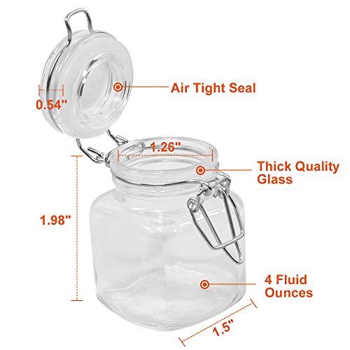 Spice Jars, Spanla 12 Pack 4Oz Small Glass Jars With Airtight Hinged Lid, With 12 Spice Labels & Silicone Funnels, Airtight Glass Jars For Spices, Art Craft Storage (12 Pack) #TOP1