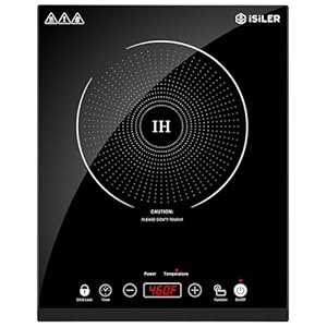 Portable Induction Cooktop, iSiLER 1800W Sensor Touch Electric Induction Cooker Hot Plate with Kids Safety Lock, 6.7″ Heating Coil, 18 Power 17 Temperature Setting Countertop Burner with Timer