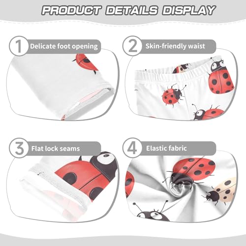 Cute Ladybugs Girls Leggings,Workout Leggings for Girls Toddler Athletic Legging Size for 3-10T3