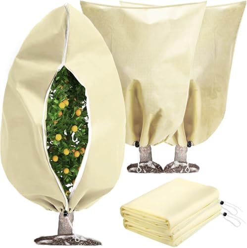 SXFENG Winterschutz für Pflanzen, 80 x 120cm Frostschutz Pflanzenabdeckungen als Winterschutz, Pflanzenschutzhaube mit Reißverschluss 2 Stücke für Frostschutz für Kübelpflanzen
