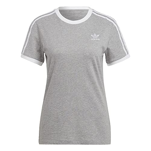 adidas Women's 3 Stripes Tee, Medium Grey Heather, S
