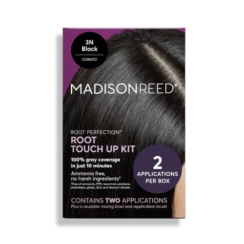 Image of Madison Reed Root Perfection Root Touch Up Kit for T-Zone - 3N Corato Black, 2 Permanent Applications, 100% Gray Coverage in 10 Min | PPD-Free & Ammonia-Free, Includes Hydrating Hair Mask