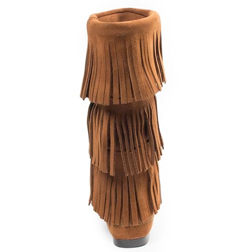 Minnetonka Calf Hi 3Layer Fringe Womens Boot 8 BM US Brown4