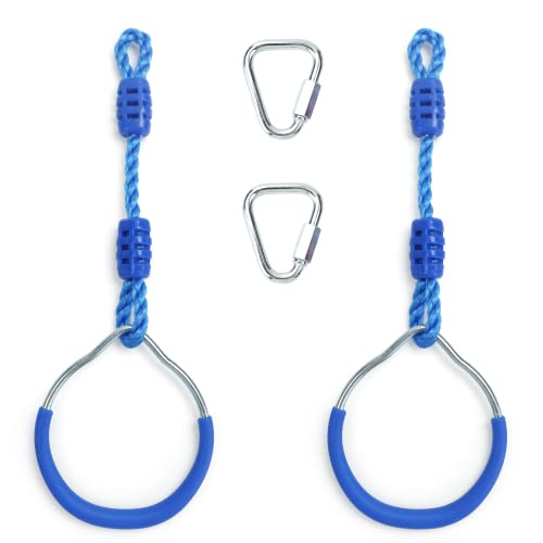 Ninja Ring Backyard Gymnastic Fitness Fist Outdoor Jungle Gym Play Set Playground Training Equipment, 2 Blue...