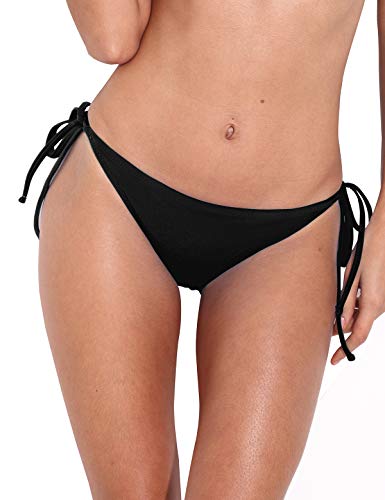 RELLECIGA Women's Black Sexy Tie Side Bikini Bottom Size Medium